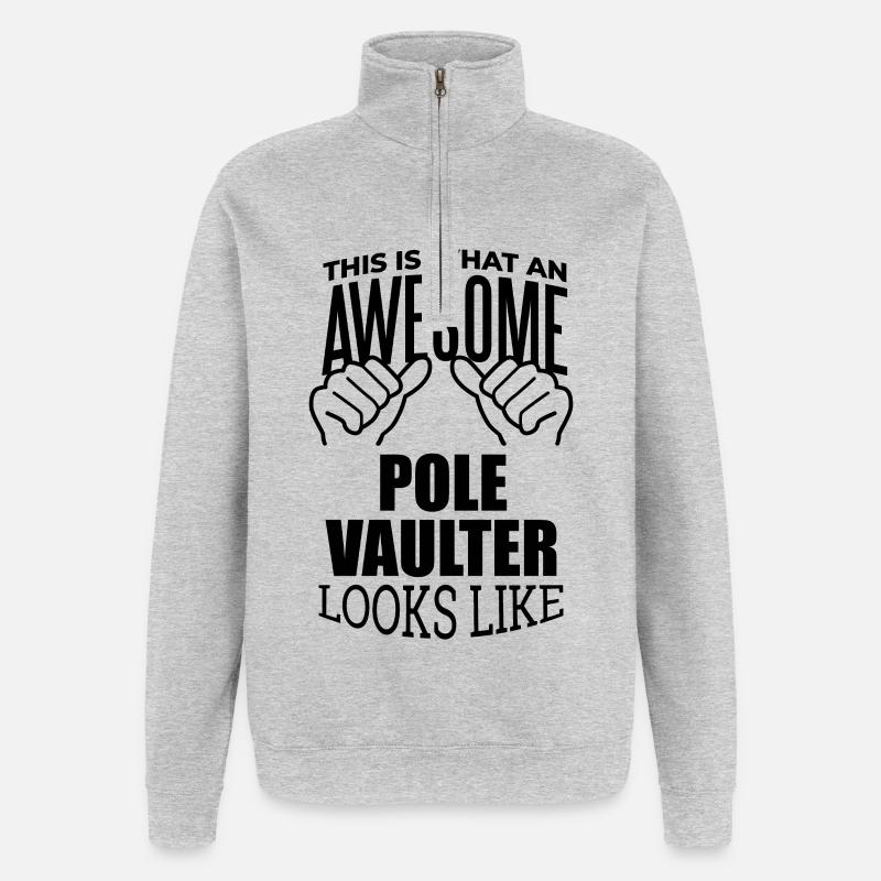 Stabhochsprung - Quarter-Zip-Sweatshirt - Grau meliert