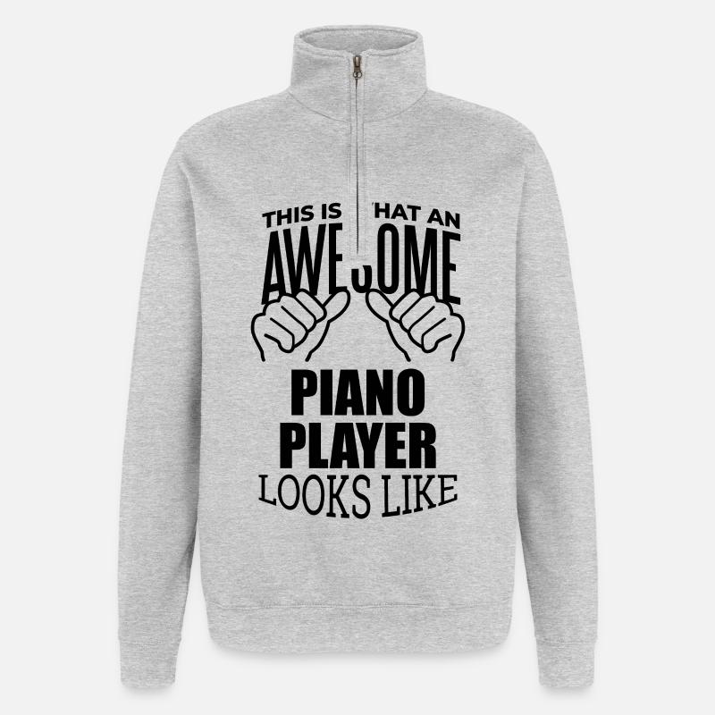 Klavier - Quarter-Zip-Sweatshirt - Grau meliert