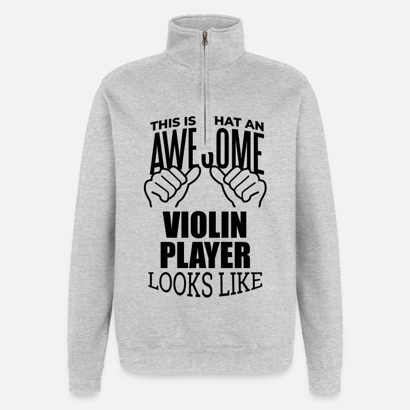 Geige - Quarter-Zip-Sweatshirt - Grau meliert