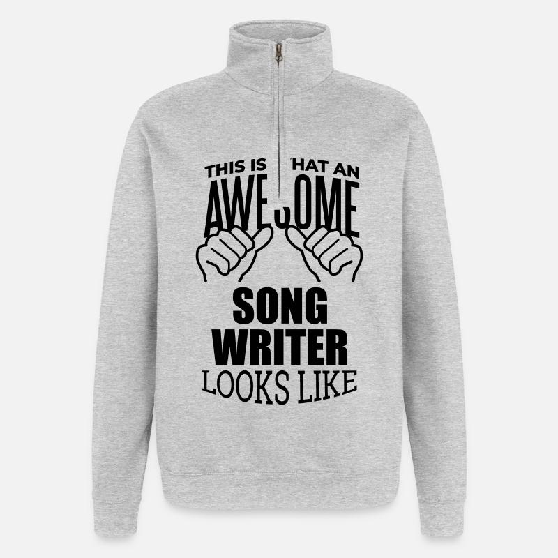 Compositeur - Sweat à zip 1/4 - gris chiné