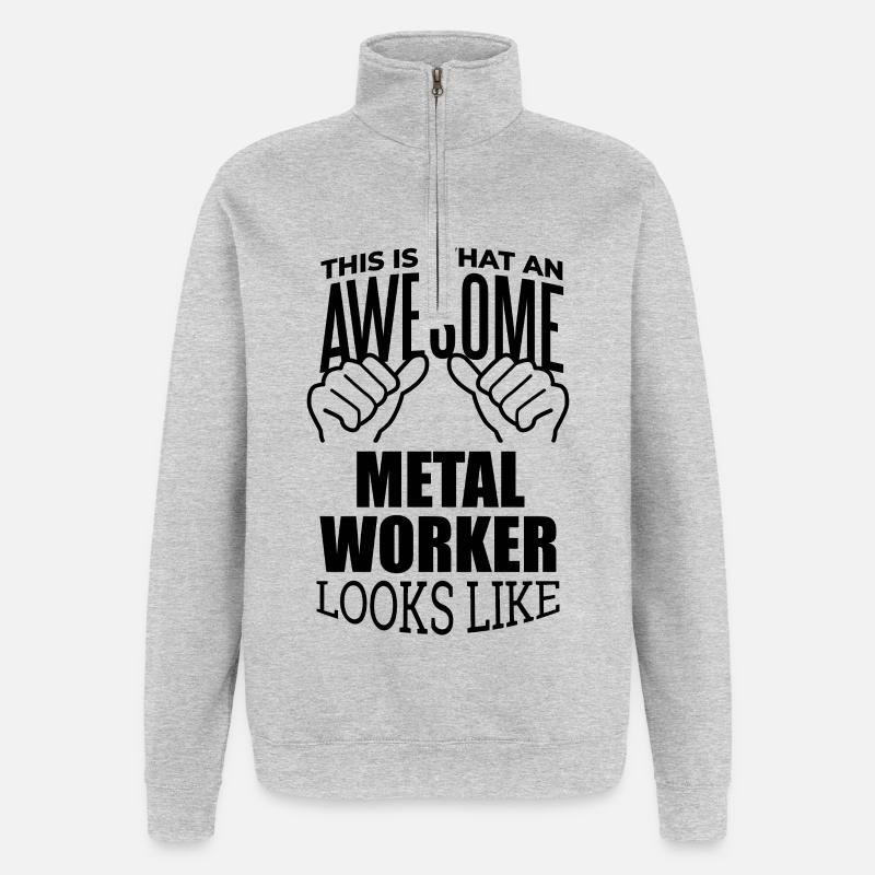 Metallarbeiter - Quarter-Zip-Sweatshirt - Grau meliert