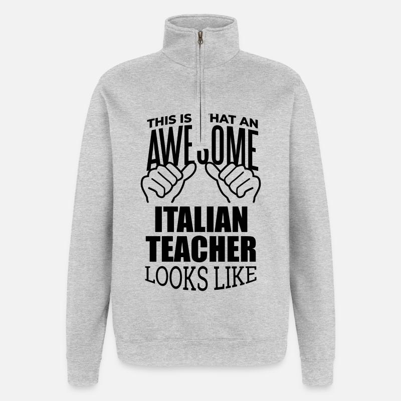 Italienisch - Quarter-Zip-Sweatshirt - Grau meliert