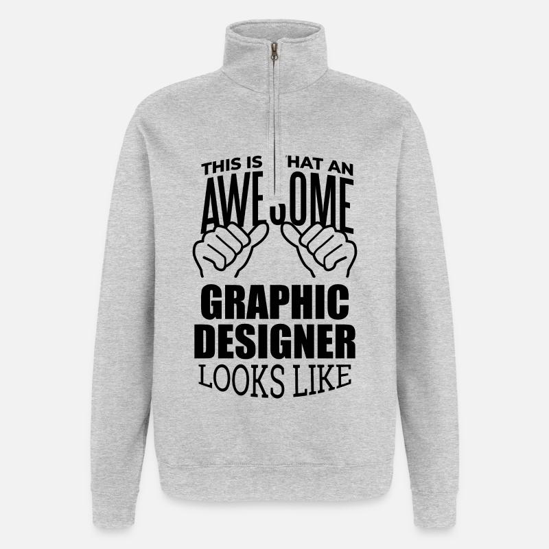 Grafiker - Quarter-Zip-Sweatshirt - Grau meliert