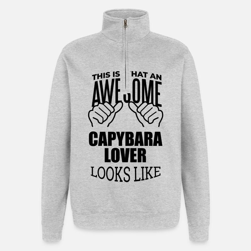 capybara - Sweat à zip 1/4 - gris chiné