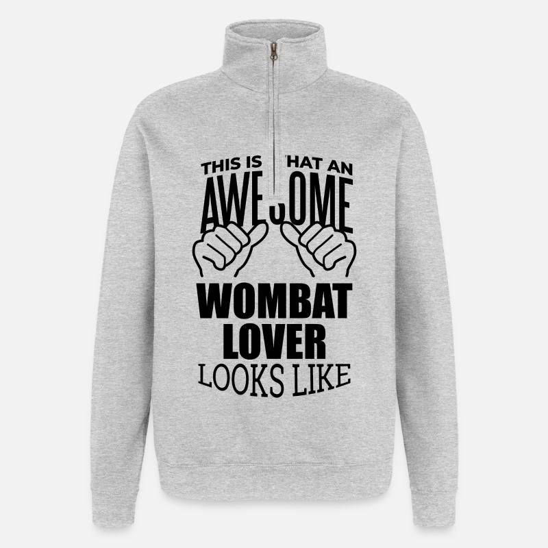 Wombat - Sweat à zip 1/4 - gris chiné