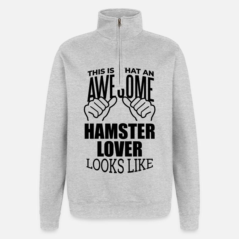 hamster - Sweat à zip 1/4 - gris chiné
