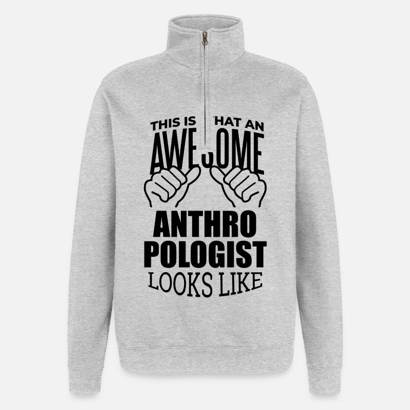 Anthropologe - Quarter-Zip-Sweatshirt - Grau meliert