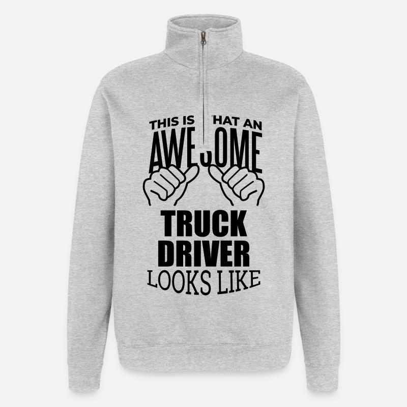Lastwagenfahrer - Quarter-Zip-Sweatshirt - Grau meliert