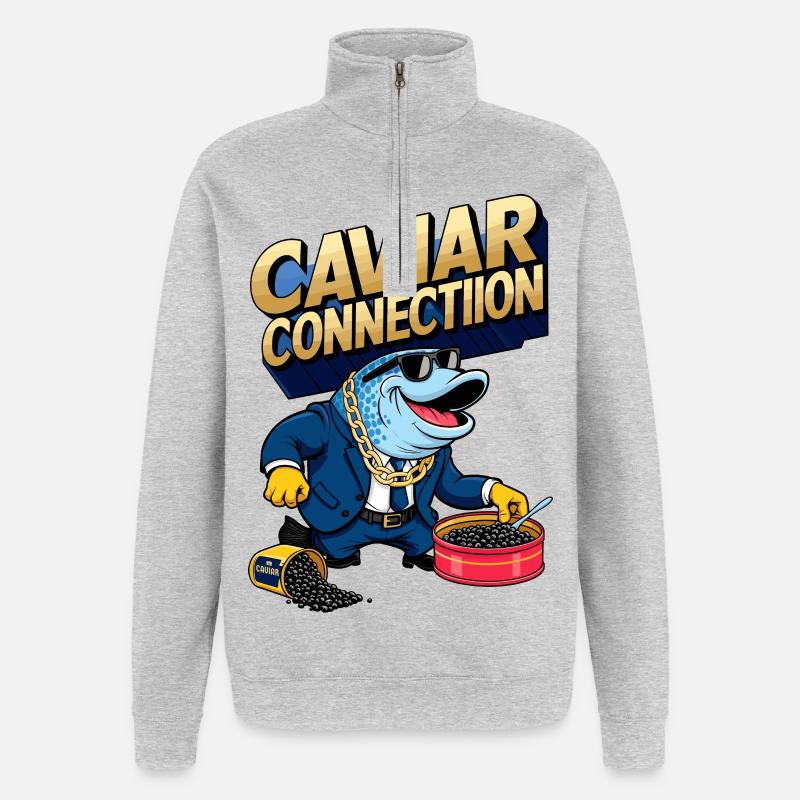 Kaviar Verkäufer - Quarter-Zip-Sweatshirt - Grau meliert
