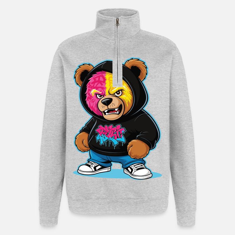 Grumpy Bear - Quarter-Zip Sweatshirt - heather grey