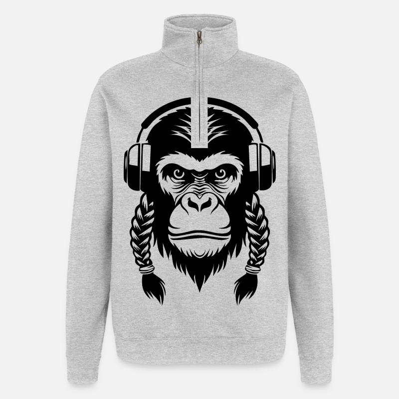 Chemise Prime Monkey Head Soundwave Edition - Sweat à zip 1/4 - gris chiné