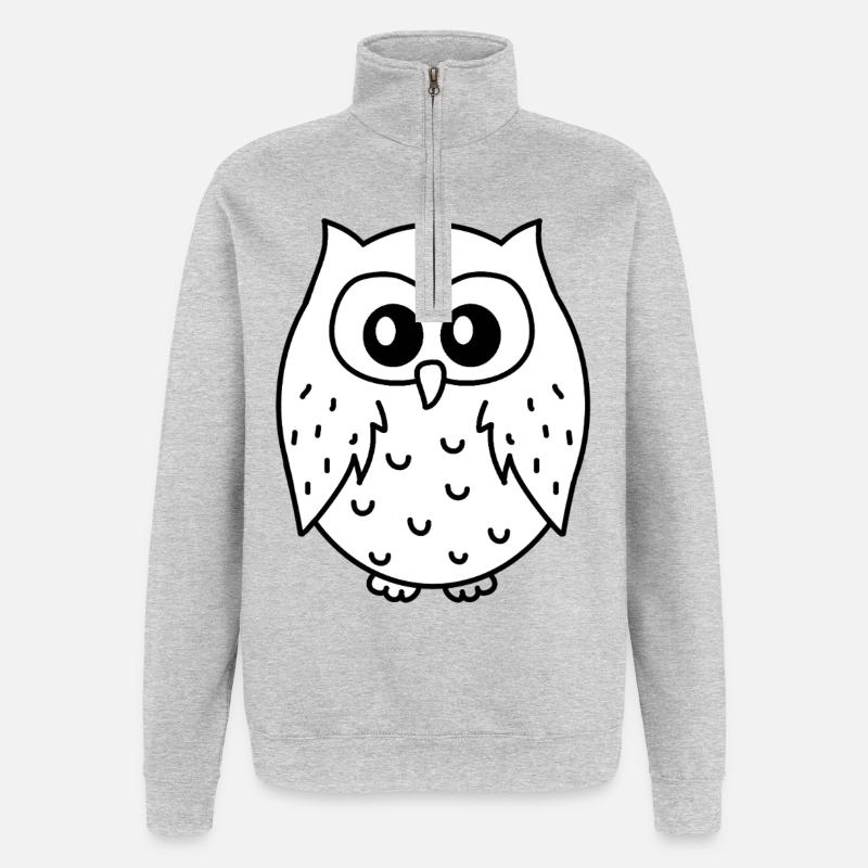 Eulen - Quarter-Zip-Sweatshirt - Grau meliert