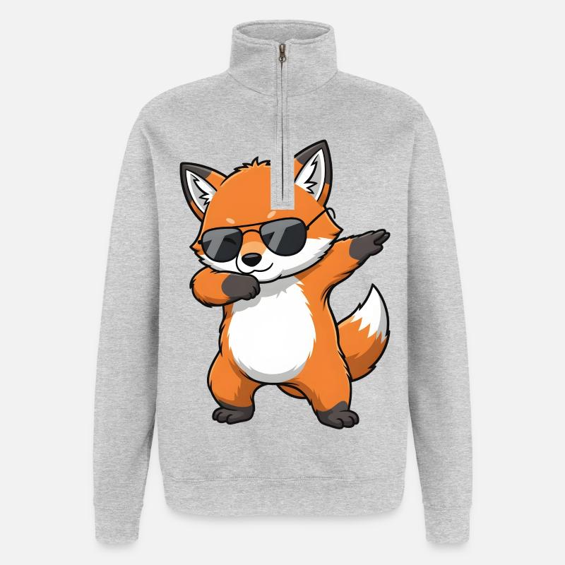 Dab Fox - Sweat à zip 1/4 - gris chiné