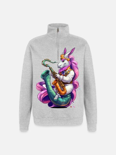 Sparkling Unicorn Saxophone - Quarter-Zip Sweatshirt - heather grey