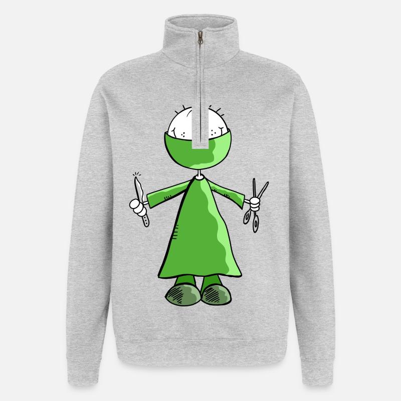 Chirurgien vert Strichmänchen - chirurgie - Chirurgie - Sweat à zip 1/4 - gris chiné