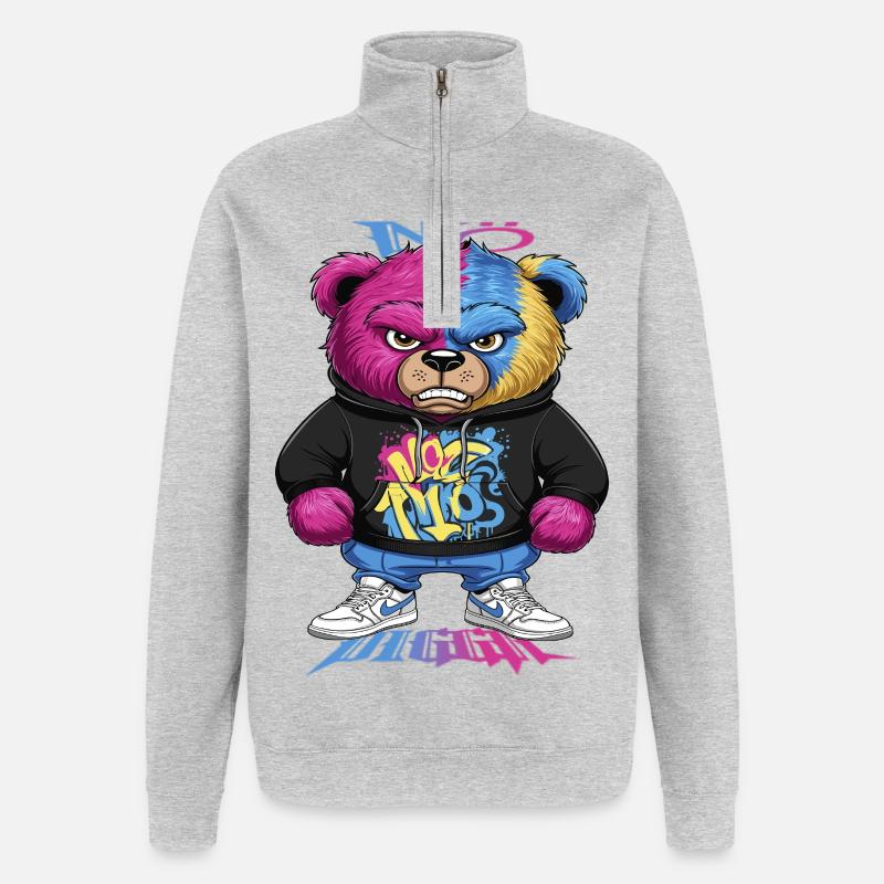 Grumpy Bear - Quarter-Zip Sweatshirt - heather grey