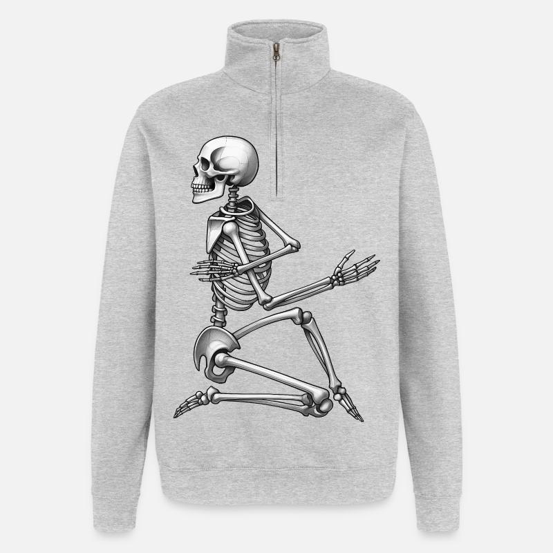 SKELETON DANCER - black & white - Sweat à zip 1/4 - gris chiné