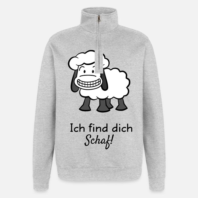 Ich find dich Schaf! - Quarter-Zip-Sweatshirt - Grau meliert