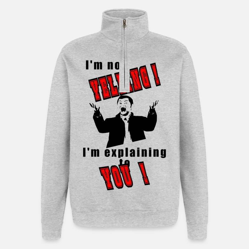 Je gueule pas je t'explique - Sweat à zip 1/4 - gris chiné