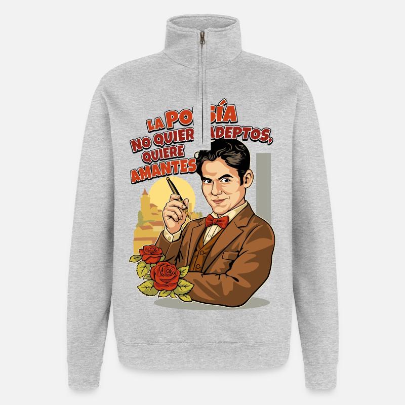 LORCA Poetry - Quarter-Zip Sweatshirt - heather grey