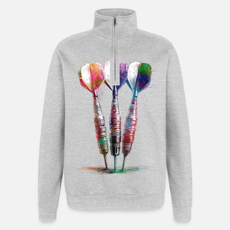 Jeux de fléchettes #darts #sport - Sweat à zip 1/4 - gris chiné