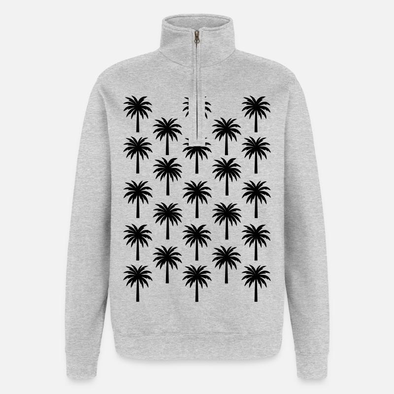 Palmen Muster schwarze Palme - Quarter-Zip-Sweatshirt - Grau meliert