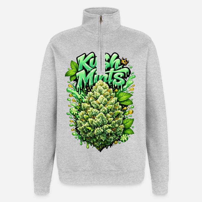 Kush Mints Graffiti Bud Print - Quarter-Zip Sweatshirt - heather grey