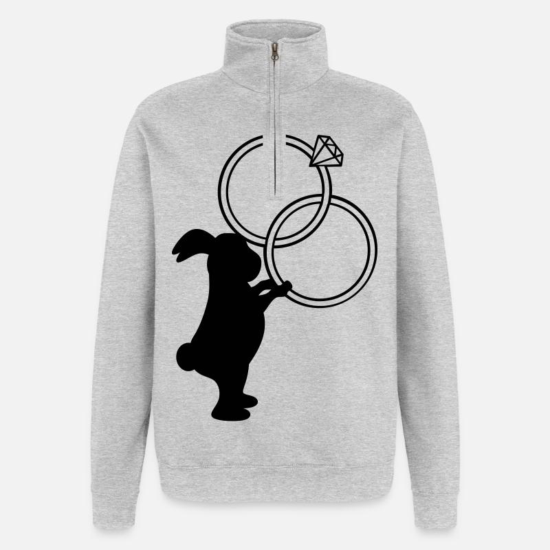 Bagues de mariage Lapin de mariage - Sweat à zip 1/4 - gris chiné