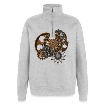 Steampunk - Quarter-Zip Sweatshirt - heather grey - Front - AI Model Female 172 light (172cm) & AI Model Male 178 dark (178cm)