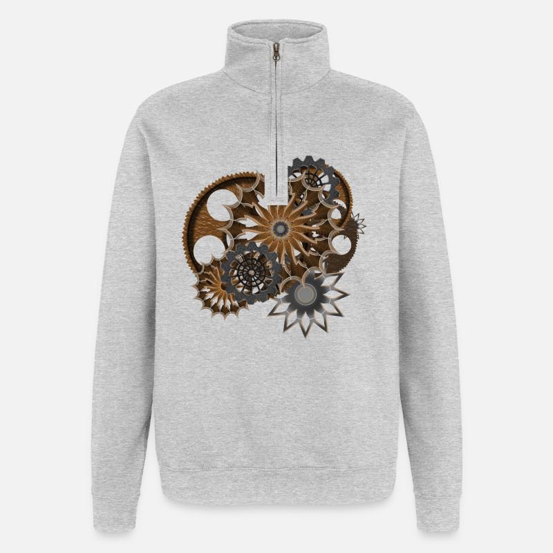 Steampunk - Sweat à zip 1/4 - gris chiné