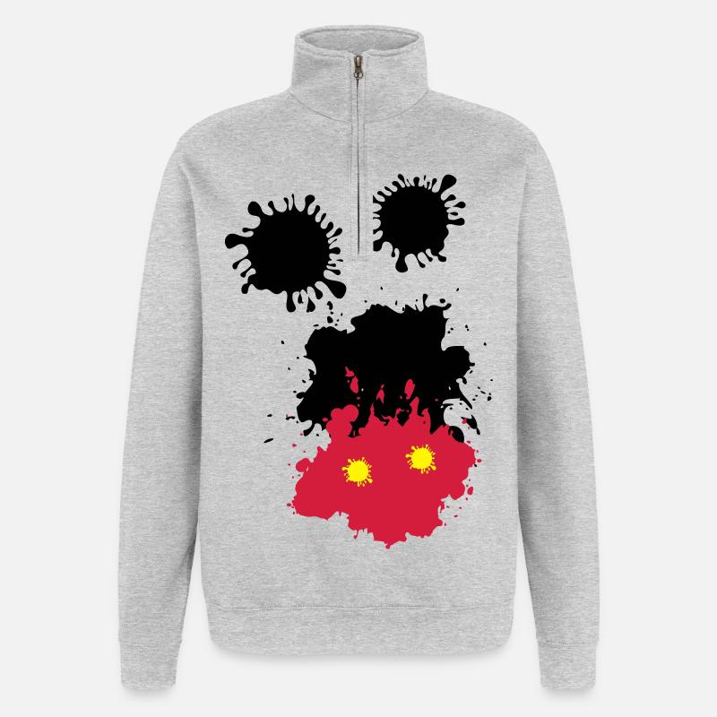 Mouse taches - Sweat à zip 1/4 - gris chiné