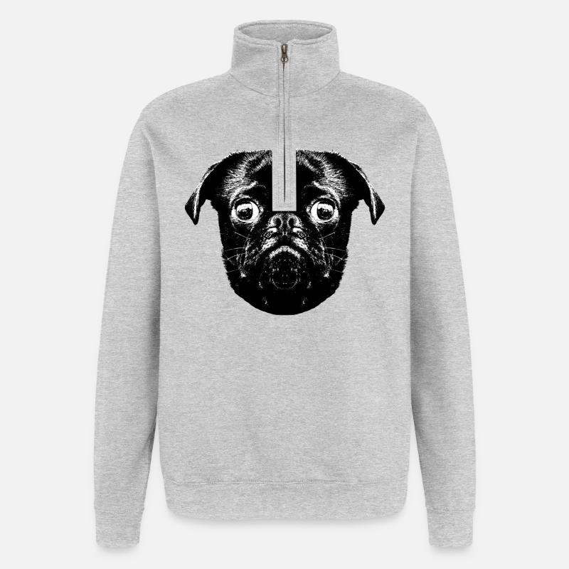 Le carlin d’Otto houblonne - Sweat à zip 1/4 - gris chiné