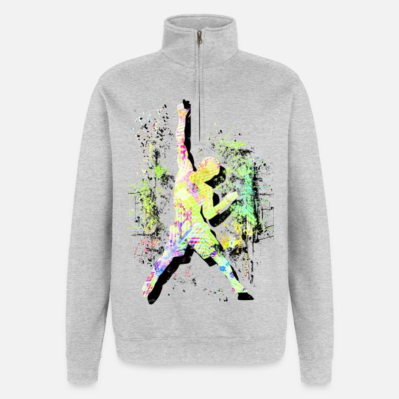 Klettern - Bouldern - Kletterer - Freeclimbing - Quarter-Zip-Sweatshirt - Grau meliert