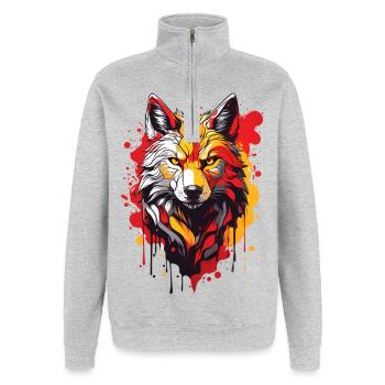 Coole Wolf - Quarter-Zip-Sweatshirt - Grau meliert - Vorne - AI Model Female 172 light (172cm) & AI Model Male 178 dark (178cm)