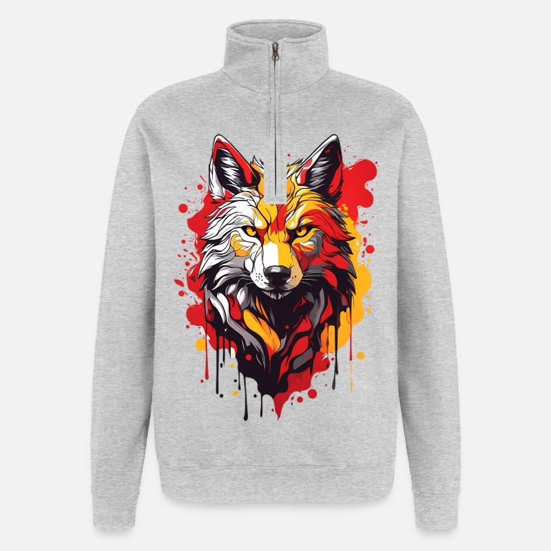 Coole Wolf - Quarter-Zip-Sweatshirt - Grau meliert