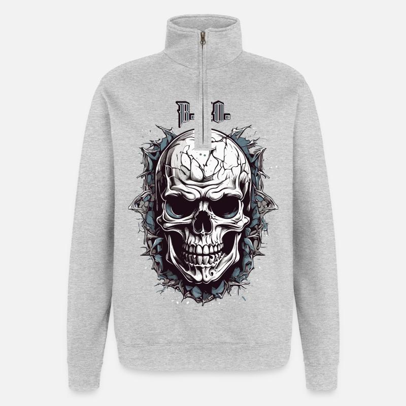 Skull B.C.O - Quarter-Zip Sweatshirt - heather grey