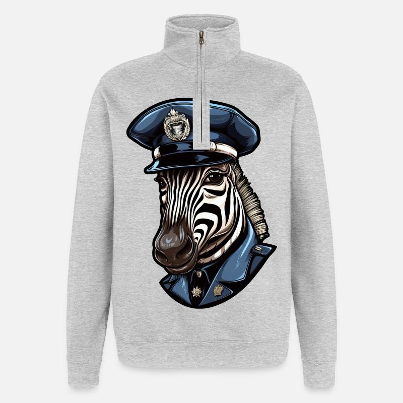 Zebra Polizei - Quarter-Zip-Sweatshirt - Grau meliert
