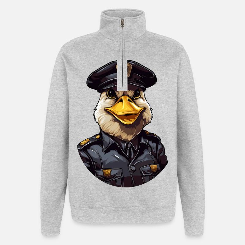 Polizei Ente - Quarter-Zip-Sweatshirt - Grau meliert