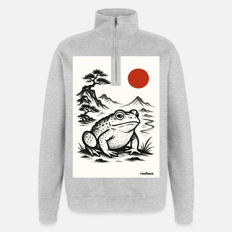 Frog Toad Under Japanese Sun - Quarter-Zip Sweatshirt - heather grey