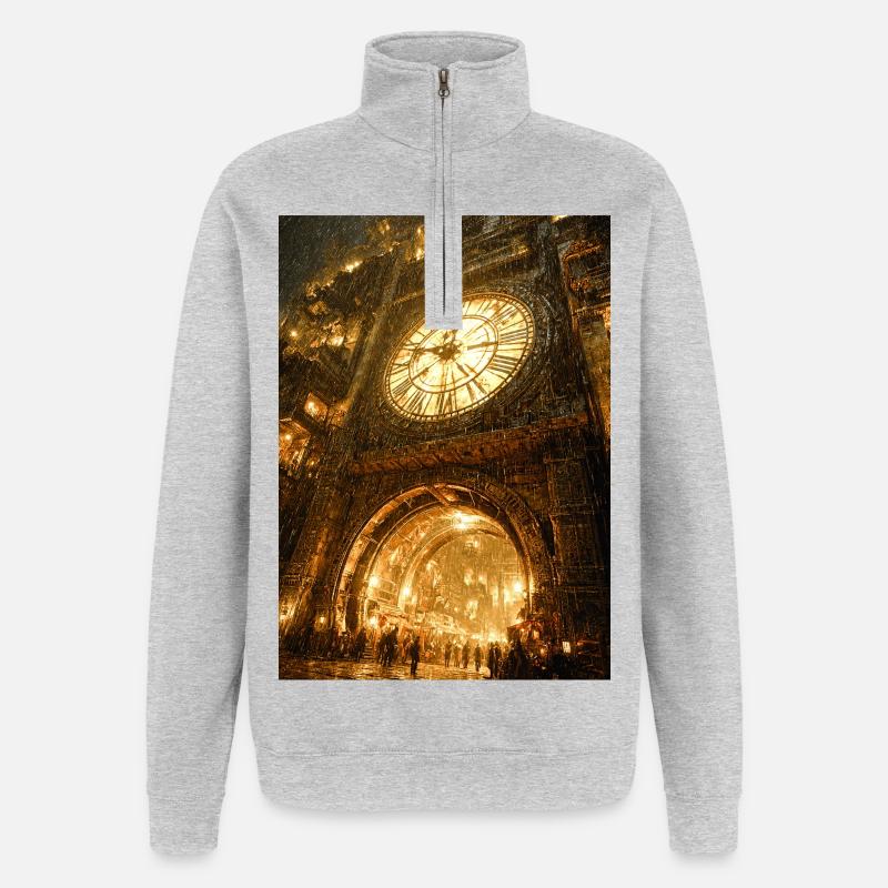 Vergoldeter Clockgate-Bogen - Quarter-Zip-Sweatshirt - Grau meliert