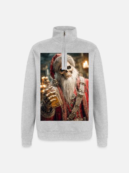 Skeleton Santa in Ember Gorefest - Quarter-Zip Sweatshirt - heather grey