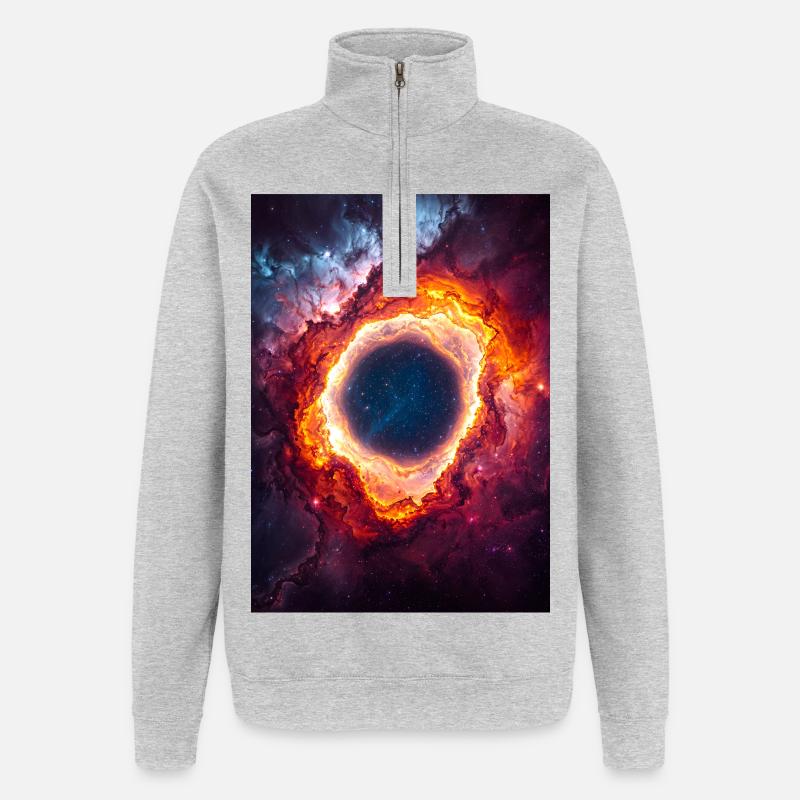 Anneau Céleste Nébuleuse Lueur - Sweat à zip 1/4 - gris chiné