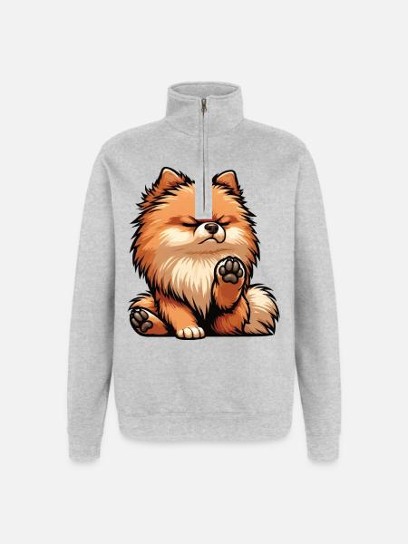 Zwergspitz Zwergspitze Spitzhund Zwergspitzhalter - Quarter-Zip-Sweatshirt - Grau meliert