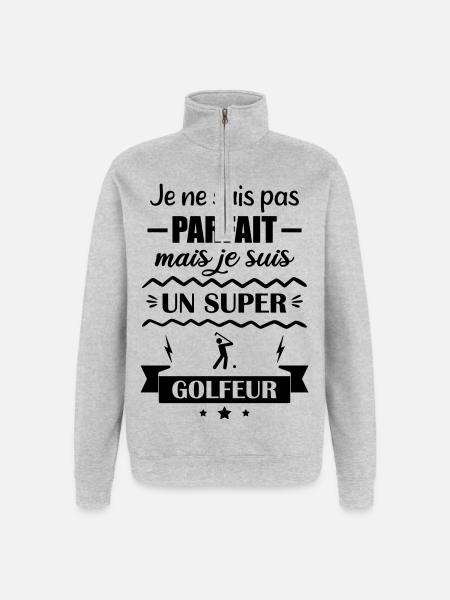 Super Golfer Passion Green Golf - Quarter-Zip Sweatshirt - heather grey