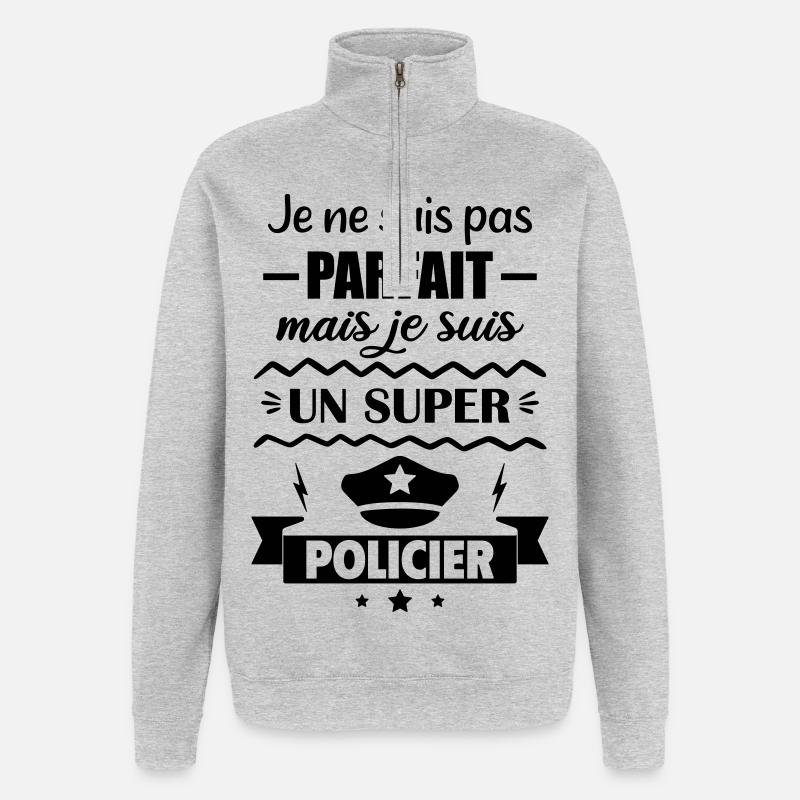 Nicht perfekt, aber super Polizei - Quarter-Zip-Sweatshirt - Grau meliert