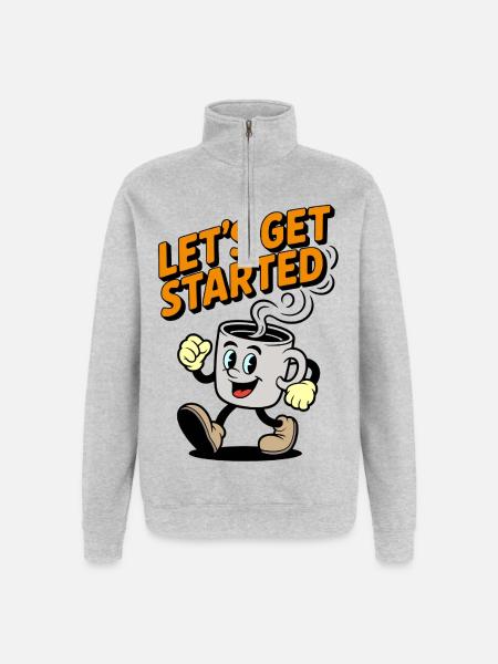 Coffee Ready to go motivational design - Quarter-Zip Sweatshirt - heather grey