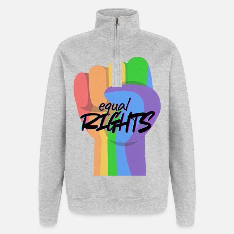 Regenbogenfaust Gleichberechtigung - Quarter-Zip-Sweatshirt - Grau meliert