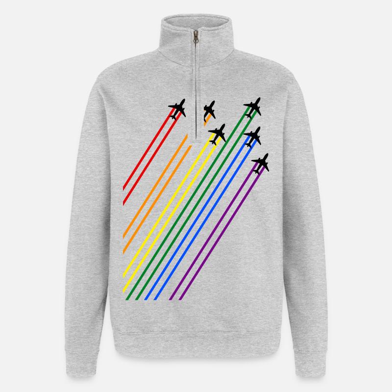 Black planes with rainbow trails - Quarter-Zip Sweatshirt - heather grey