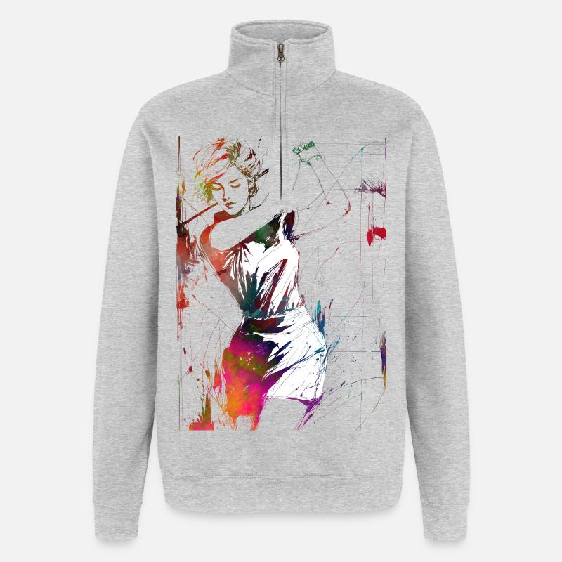 Golf player #golf - Quarter-Zip Sweatshirt - heather grey