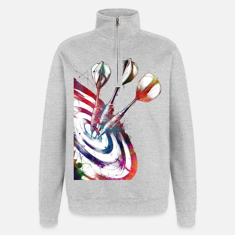 Jeux de fléchettes #darts #sport - Sweat à zip 1/4 - gris chiné